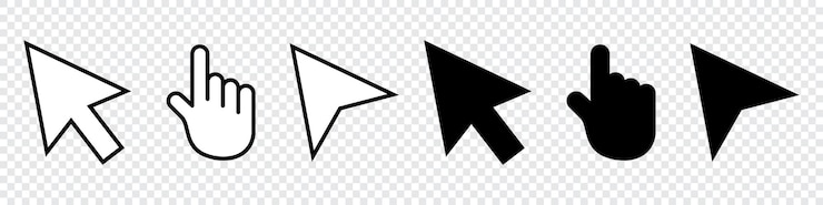Vettore computer mouse click cursor icon set pointer cursor icons arrow and hand pointer cursor icon computer click icon