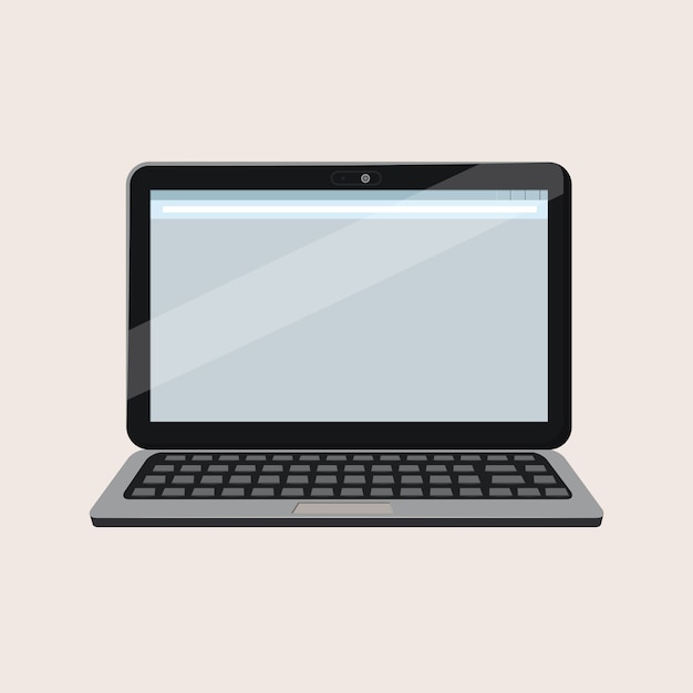 Computer portatile aperto moderno con lo schermo in bianco isolato. Vista frontale dello schermo del computer.