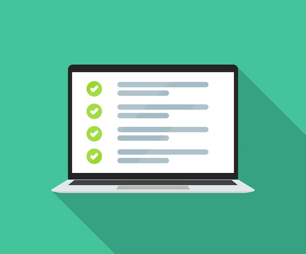 Computer portatile con checklist online in un appartamento.