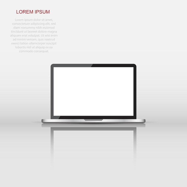 Computer portatile con icona piatta a schermo bianco Illustrazione vettoriale del computer su sfondo bianco