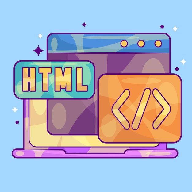 Computer portatile con il concetto di script HTML vettore