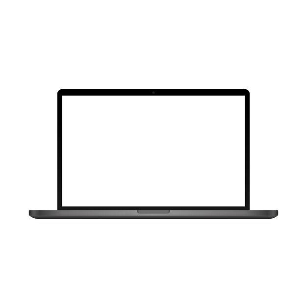 Computer portatile nero su sfondo bianco isolato con ombra