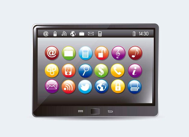 computer tablet con applicazioni colorate illustrazione vettoriale