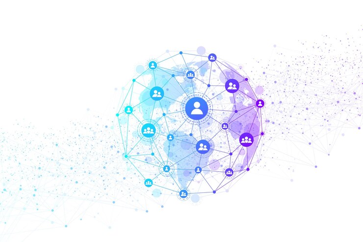 Vettore comunicazione di rete sociale di concetto di connessione dati