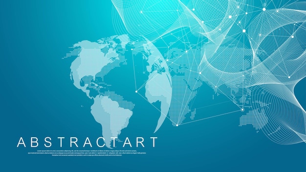 Comunicazione di rete sociale di visualizzazione di big data del concetto di connessione di rete globale nel ...