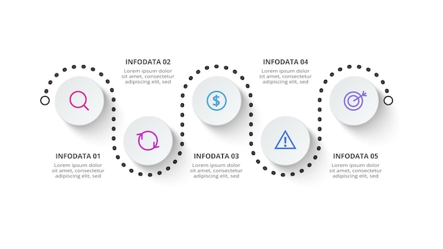 Concept creativo per infografica con parti o processi di opzioni di passaggi
