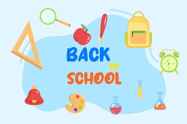 Concept di ritorno a scuola Illustrazione vettoriale piatta a colori isolata