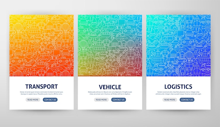Concetti di volantino di trasporto. Illustrazione vettoriale del modello di struttura.