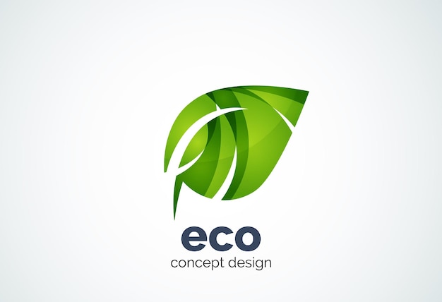 Concetto astratto di verde del modello di logo della foglia della società di affari