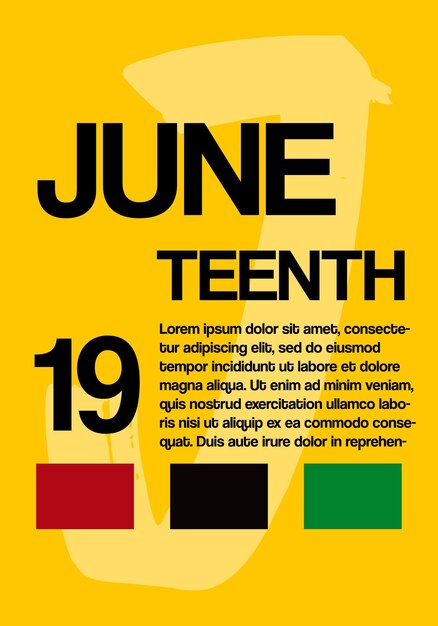 Concetto creativo di Juneteenth per poster con sfondo giallo Potrait di illustrazione vettoriale modificabile