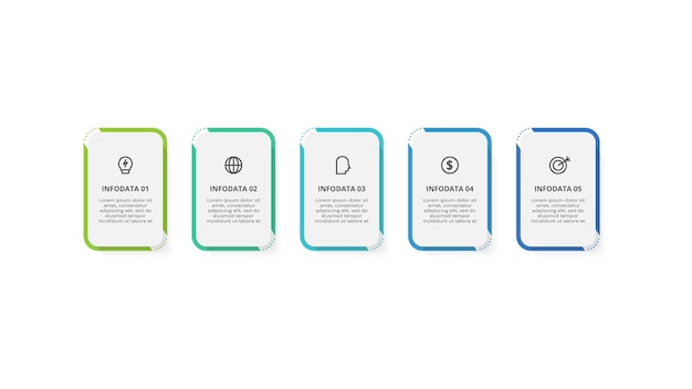 Concetto creativo per infografica con 5 passaggi opzioni parti o processi Visualizzazione dei dati aziendali