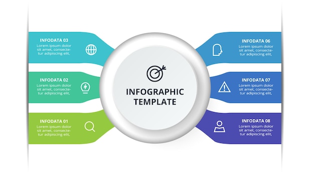 Concetto creativo per l'infografica con opzioni in 6 passaggi parti o processi dati aziendali visualizzati