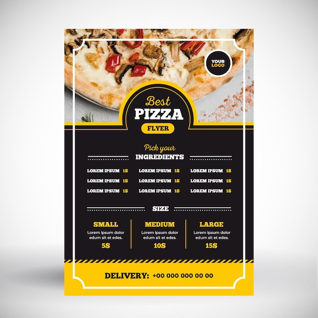 Concetto del menu della pizza