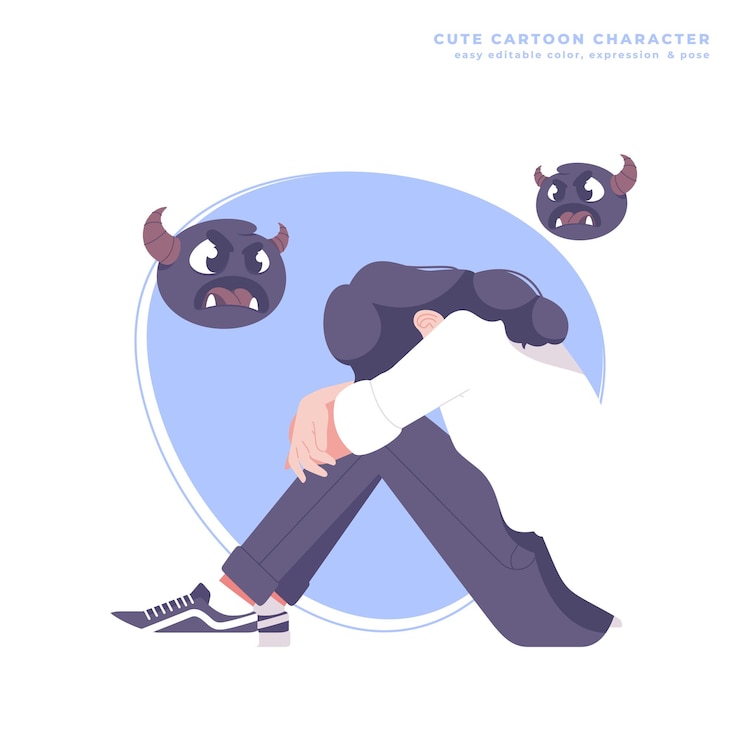 Vettore concetto di ansia illustrazione di personaggi di cartoni animati