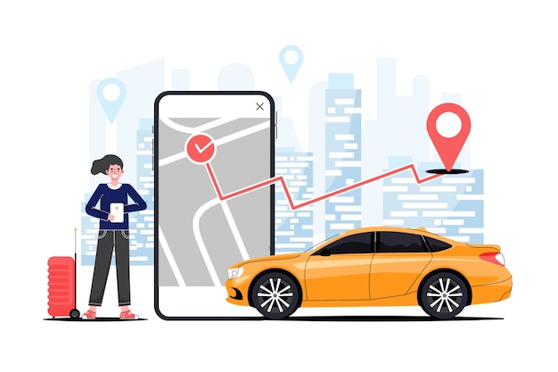 Concetto di app di taxi
