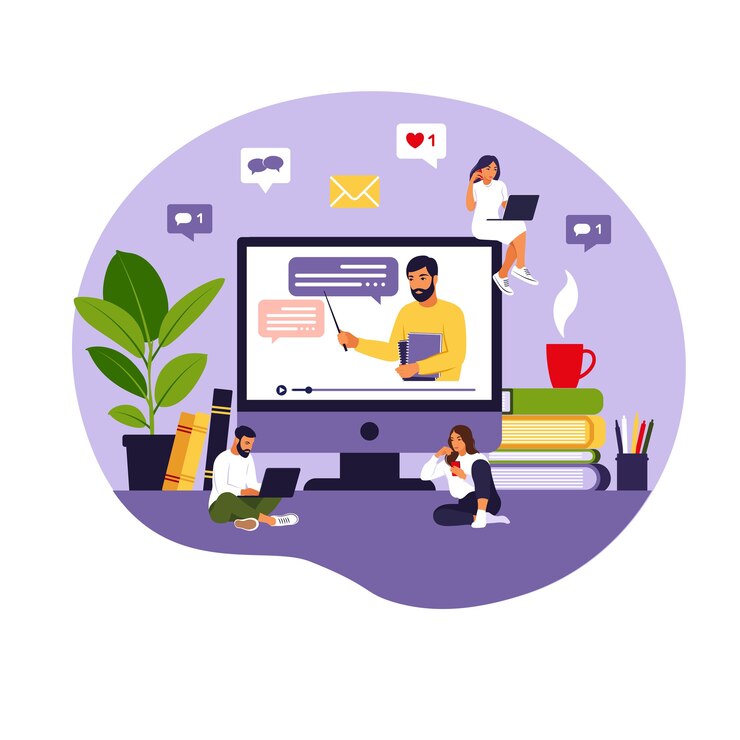 Vettore concetto di apprendimento online.