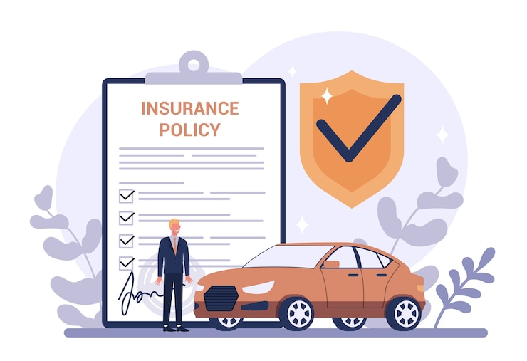 Vettore concetto di assicurazione auto. idea di sicurezza e protezione della proprietà e della vita dai danni. sicurezza dal disastro.