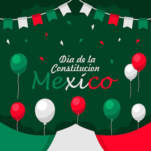 Concetto di bandiera del giorno della costituzione del Messico con ornamento di sfondo festivo