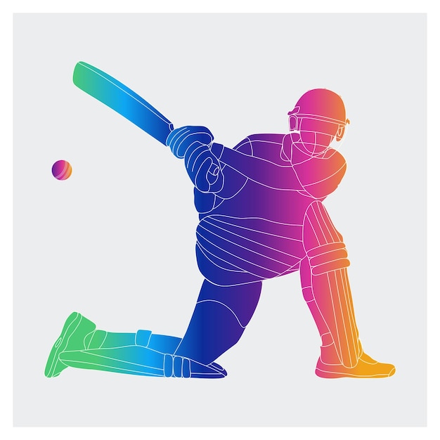 Concetto di battitore che gioca illustrazione vettoriale di cricket