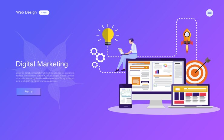 Vettore concetto di business per il marketing digitale.