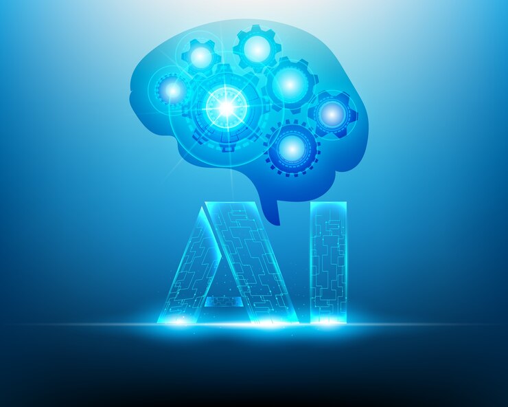 Vettore concetto di cervello di ai e robot.