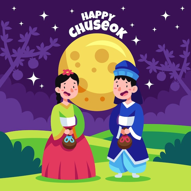 Concetto di chuseok design piatto