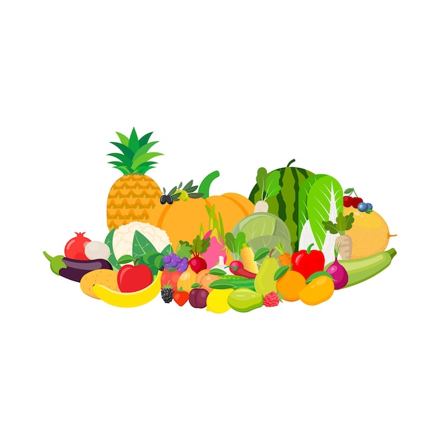 Concetto di cibo sano isolato su sfondo bianco Illustrazione vettoriale