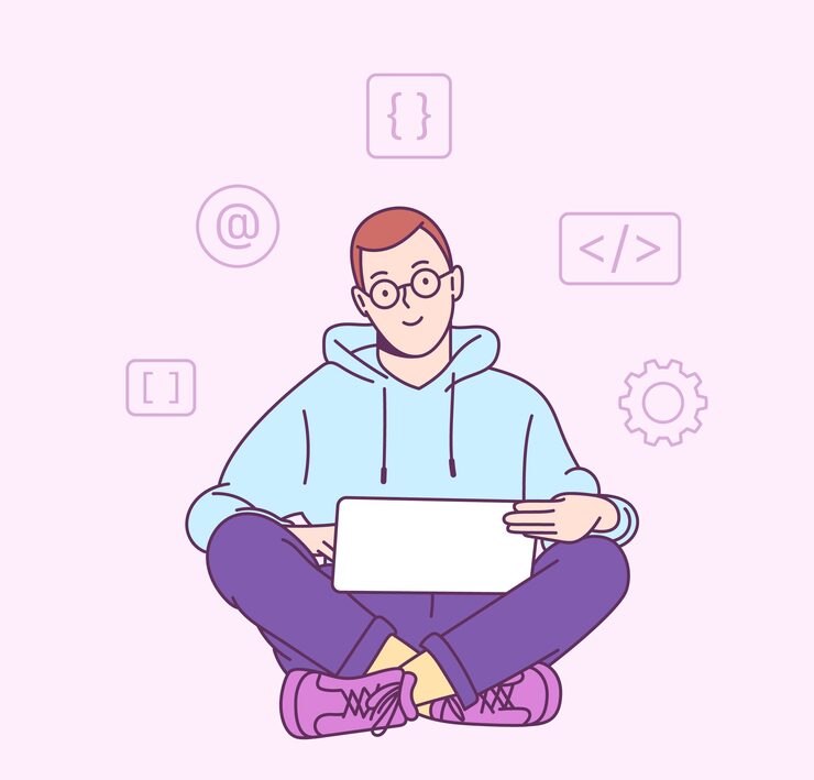 Vettore concetto di codifica e programmazione di script in altri linguaggi php python javascript