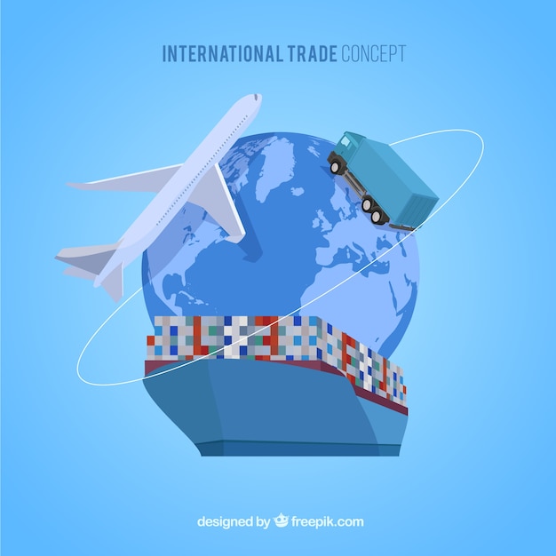 Concetto di commercio internazionale con design piatto