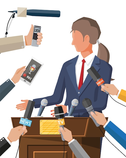 Concetto di conferenza stampa giornalismo dei media di informazione