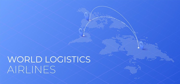 Concetto di consegna logistica mondiale Compagnie aeree di esportazione e importazione globali Monitoraggio intelligente degli aeroplani