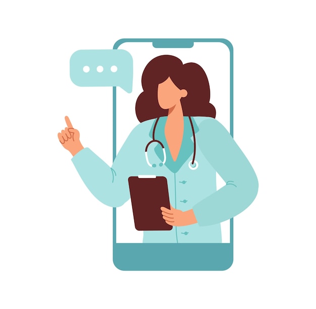 Concetto di consultazione medica online Icona medica vettoriale medico con cartella Immagine personale