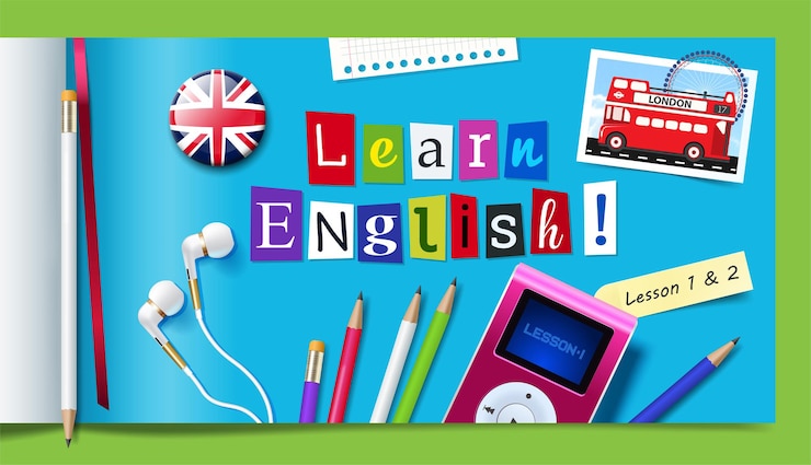 Vettore concetto di corsi di lingua inglese