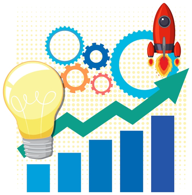 Vettore concetto di crescita e innovazione delle start-up