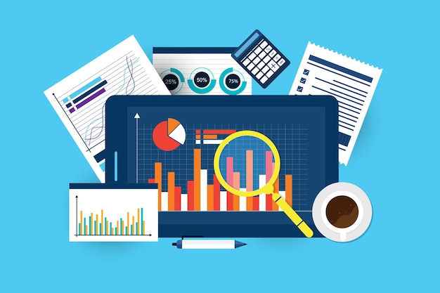 Concetto di crescita finanziaria di analisi dei dati aziendali