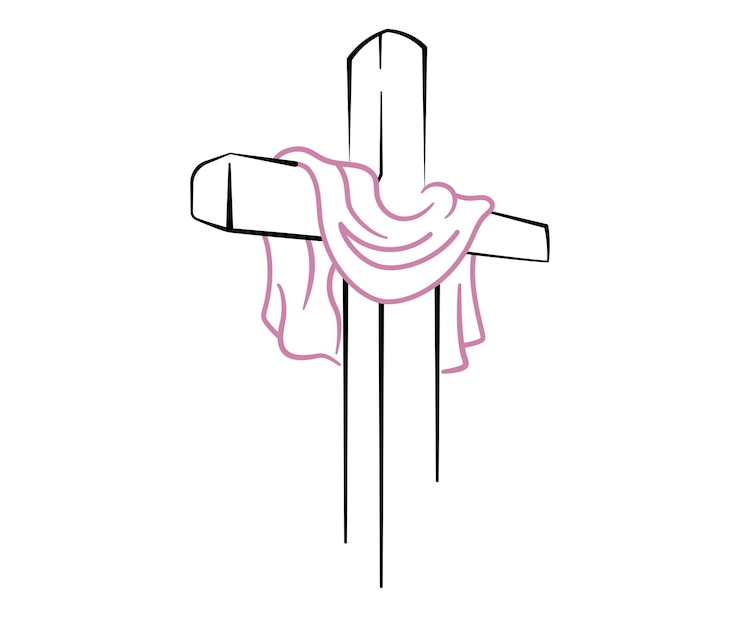 Vettore concetto di crocifissione cattolicesimo segno fede cristiana illustrazione vettoriale isolato su bianco
