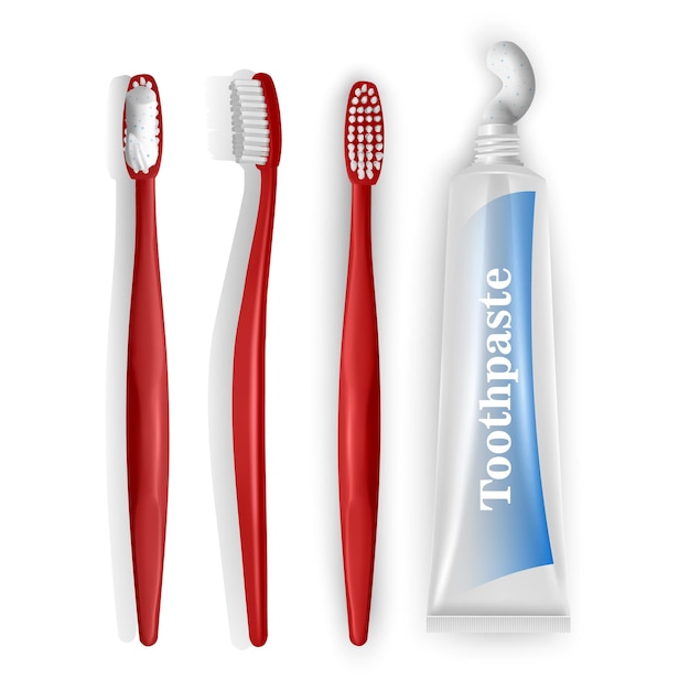 Concetto di cura dentale Spazzolino da denti con dentifricio da vicino Lavarsi i denti