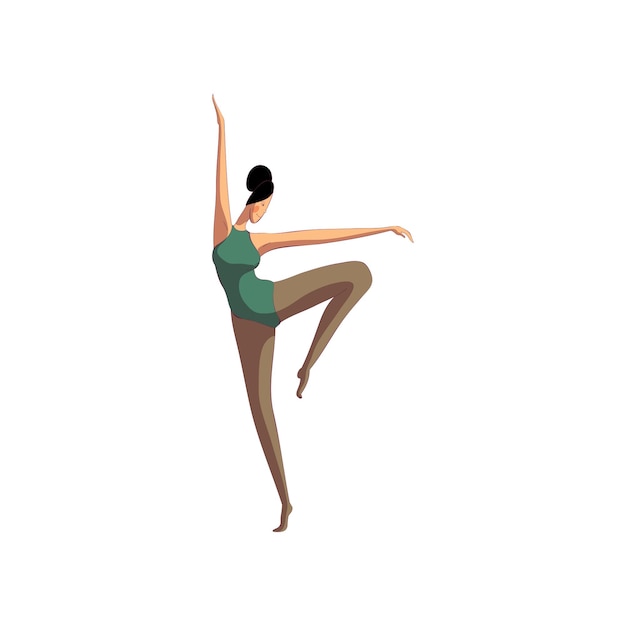 Concetto di danza sportiva Ballerino professionista su sfondo bianco Donne danzanti Illustrazione piatta vettoriale