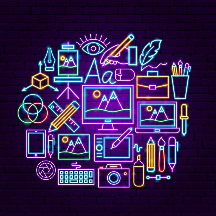 Vettore concetto di design al neon