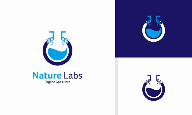 Concetto di design del logo dell'icona dei laboratori naturali vettoriali
