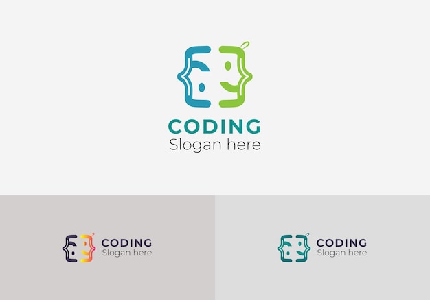 Concetto di design del logo dell'icona del codice