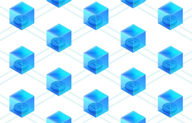 Concetto di design piatto blockchain e tecnologia di criptovaluta