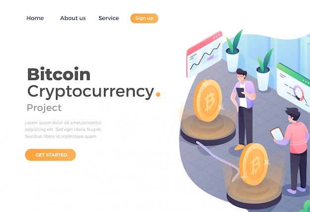 Concetto di design piatto moderno unico di criptovaluta bitcoin per sito Web e sito Web mobile