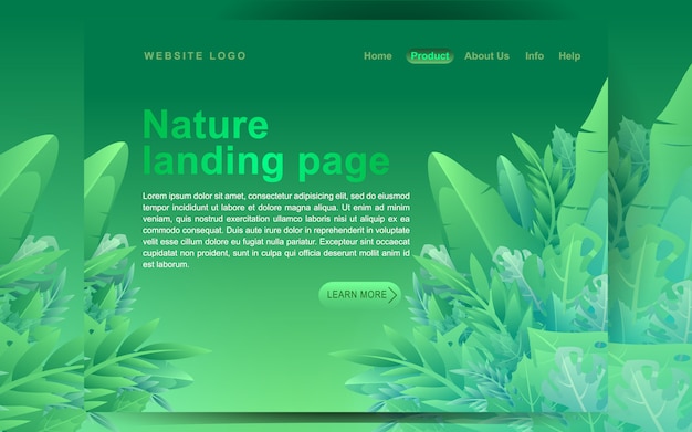 Concetto di design piatto moderno verde. Modello di pagina di destinazione. Concetto moderno piatto floreale dell'illustrazione di vettore per la pagina Web di affari, il sito Web e il sito Web mobile. Illustrazione vettoriale in stile cartone animato