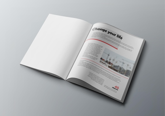 Concetto di design rivista 3D Pagina bianca pulita