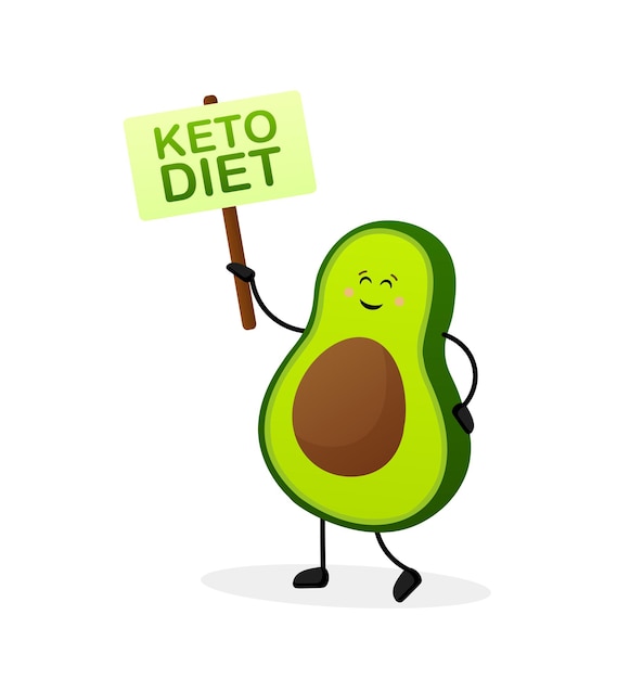 Concetto di dieta cheto in stile cartone animato Illustrazione vettoriale isolato Sfondo bianco Buona dieta