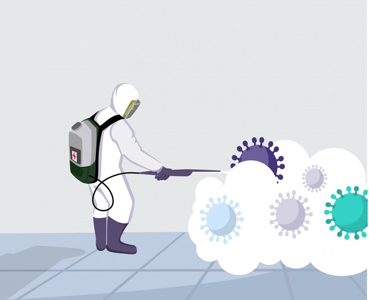 Vettore concetto di disinfezione da virus
