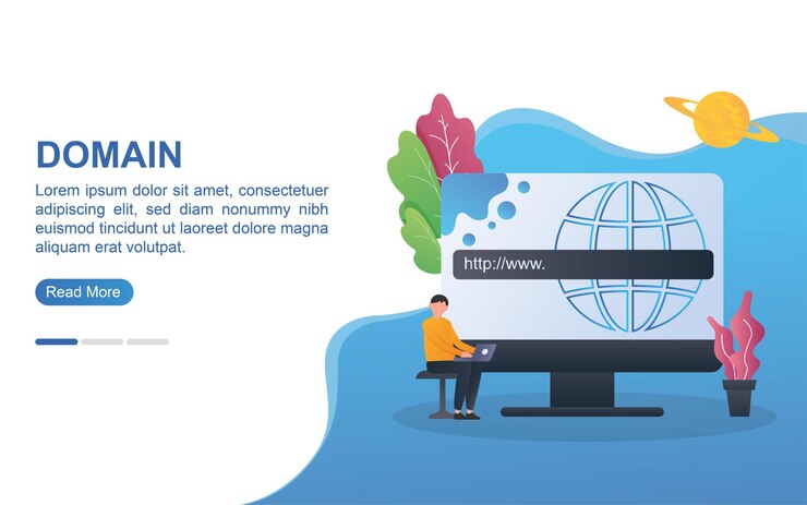 Vettore concetto di dominio per landing page o banner web.