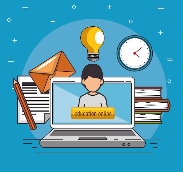Concetto di e-learning dell'università scolastica di istruzione