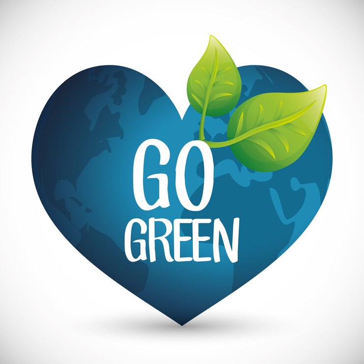 Vettore concetto di ecologia del globo verde del cuore di andare